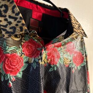 Vibrant Floral and Animal Print Dress Shirt